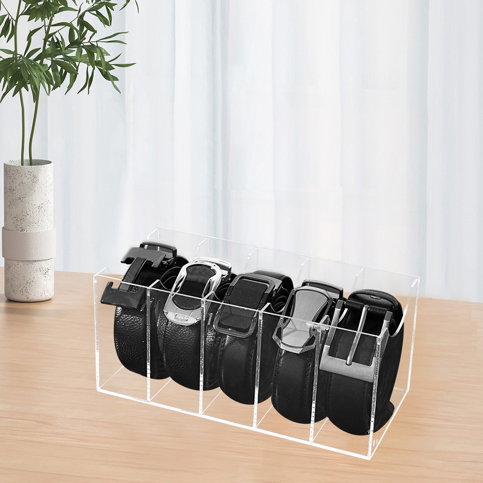 Men'S Accessories Holder - 5-przedziałowy przezroczysty organizer na paski, akrylowe