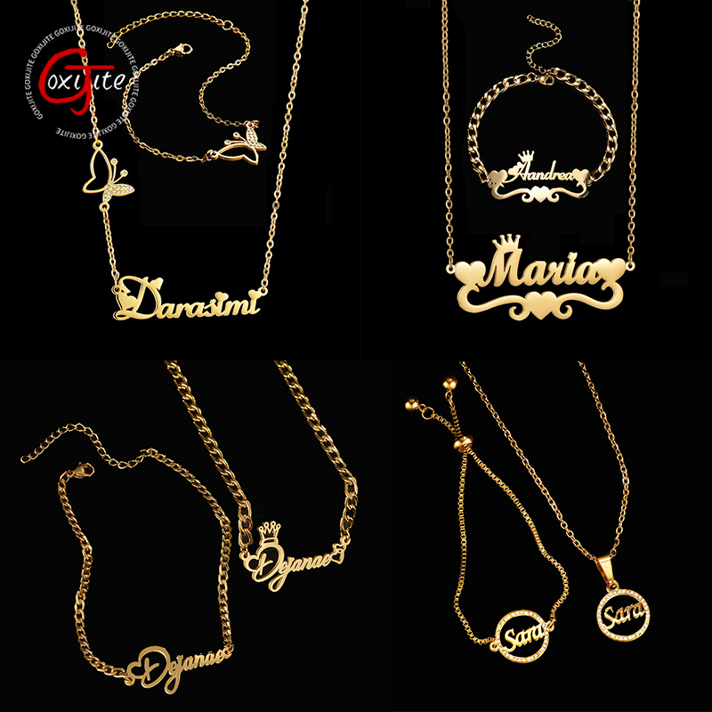 Men Accessories Name - Goxijite Dostosuj nazwę Naszyjnik Zestaw Kobiety